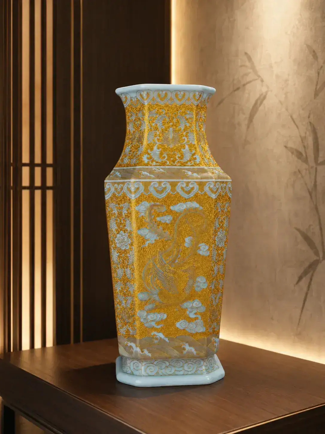 Dragon-and-Phoenix Hexagonal Vase
