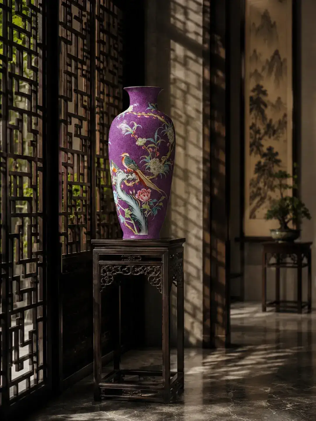 Purple Carved Fortune Vase